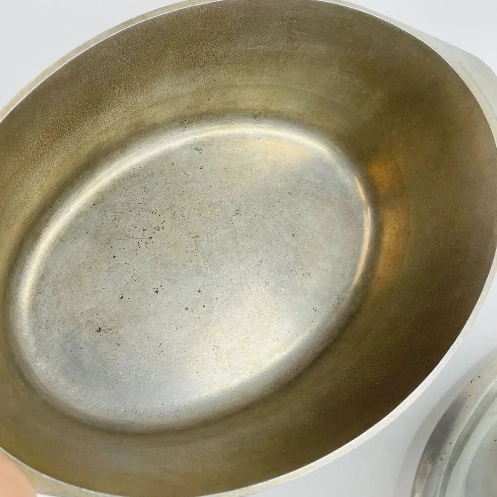 VTG Club Aluminum 15” Oval Dutch Oven Roaster Shiny Chrome Finish Lid Handles